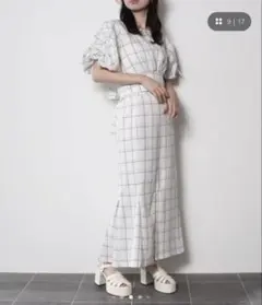 美品＊flower ハピネスロンパース ギンガムチェック ブラック
