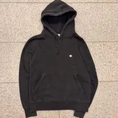 Champion ワンポイントロゴ 裏起毛 パーカー 黒 M