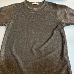センスオブプレイス　ラメ　ブラウン　半袖Tシャツ