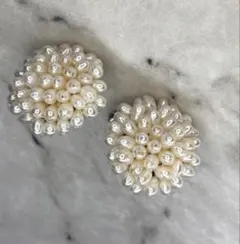 レトロ可愛い♡淡水パール ボリューム イヤリング
