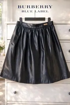 美品 バーバリーブルーレーベル ラム革スカート 38