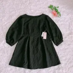 新品定価19800ストラブラウス♡ペプラムエンボス黒ブラック五分七分袖M38