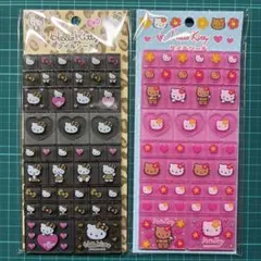 2枚セット　正規品　ハローキティ　90s　タイルシール　ヒョウ　ハイビスカス