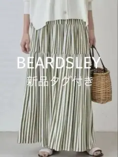 新品　ビアズリー　ストライプティアード ギャザースカート　グリーンのサムネイル