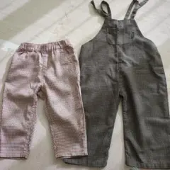 チェック柄パンツとサロペットセット　2点セット