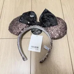 【新品未使用】ミニーマウス カチューシャ スパンコール ブラウン 耳 ディズニー