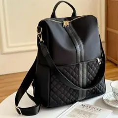 黒 キルティングリュック　3way　多機能　A4対応　通勤　旅行　マザーズバッグ
