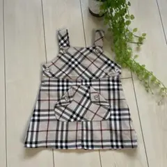 【美品 】BURBERRY ♡ノバチェック 刺繍ロゴ 2Y ジャンスカ