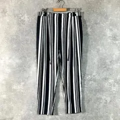 ZARA BASIC　スラックス　ネイビー　ストライプ　ワイド　ポリエステル