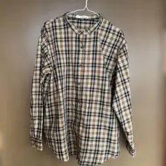 シューラルー レディース チェックシャツ 秋服 襟なしシャツ