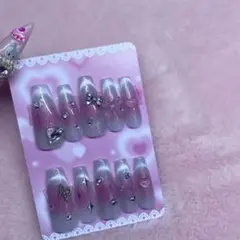 チーク ネイルチップ キラキラ マグネット ロング ねいる 乳白色