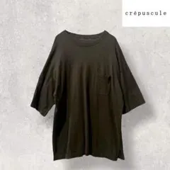 希少rare crepuscule ニット 半袖 ニットソー ポケT オリーブのサムネイル