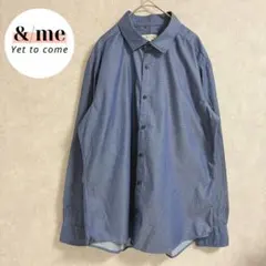 美品　FREUDE しまむら　長袖シャツ　総柄　ドット柄　ネイビー　コットン　Lのサムネイル