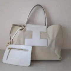 【イアクッチ】ソルベット トートバッグ ベージュホワイトMサイズ