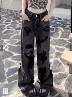 ダメージジーンズ ブラック