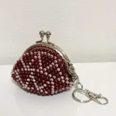 かぎ針編み　クロッシェ　ビーズ　がま口　ハンドメイド　ポーチ
