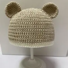 ハンドメイドくま耳ベビー帽子