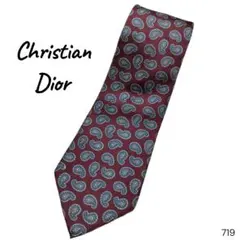 Christian Dior ネクタイ シルク ペイズリー USA製 ボルドー柄