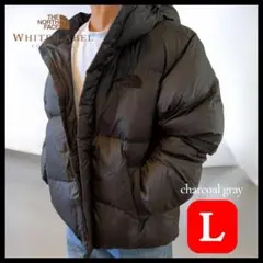 【韓国限定】ノースフェイス＊フード有＊Lサイズ＊ チャコールグレー＊ダウン