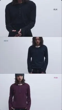 MUU STUDIO アンサンブルハイゲージヘンリーネックニット(purple)