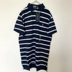 【新品】　POLO RALPH LAUREN ポロシャツ　マリンボーダー　紺　Mのサムネイル