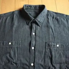 90's 半袖 ブラック デニム シャツ 古着