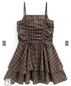 GRL チェック柄ドロストリボンミニワンピース[dk1357]