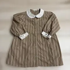 茶色と白のストライプ 襟付きワンピース 95cm