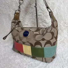【希少】コーチ ショルダーバッグ マルチカラー シグネチャー 肩掛け