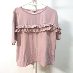 グローバルワーク フリルTシャツ ドルマンスリーブ ピンク