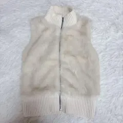 美品 GAPギャップキッズ フェイクファーベスト アイボリー 140