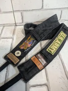 No.Q004 BLACKデニム　ショルダー紐　ベルト部分　リメイクデニム