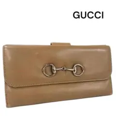 GUCCI 長財布　ベージュ　ホースビット　レザーのサムネイル