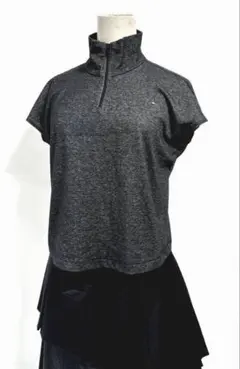 センソユニコtb ハイネック　フレンチ袖　ハーフジップトップス　ストレッチ素材