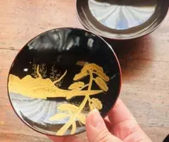 漆塗椀　蒔絵　懐石　金蒔絵吸い物椀2客　正月　椀