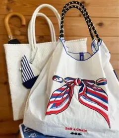 新品トロンプルイユ代表作 スカーフホワイトデザイン 刺繍エコバッグ M