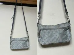 russetグレー 一部本革ショルダーバッグエンボス加工のグレーショルダーバッグ