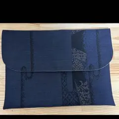大島紬リメイク　書類ファイル入れ　クラッチバッグ　バッグinバッグ