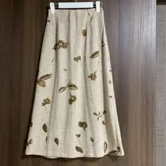 GIANNI LO GIUDICE ベージュ花柄フレアロングスカート　M