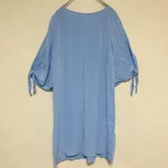 ★H&M 100%レーヨン チュニック ワンピース 水色 スリットスリーブ