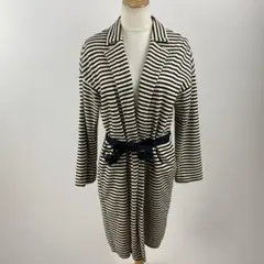 coat イタリア製 テーラードカラーベルテッドロングガウンコート カーディガン