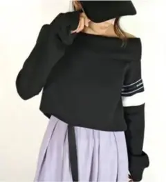 完売 アウラアイラ ジャージ素材 裏起毛オフショルダートップス アメリ、GYDAのサムネイル