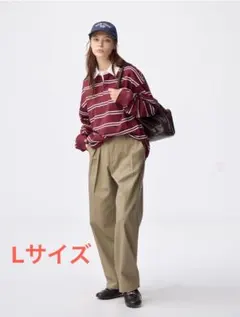 gu チノバレルレッグタックパンツ　L ベージュ　新品