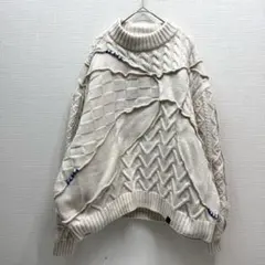 ZARA×ADERERROR 立体編みパッチワーク アイボリーニット