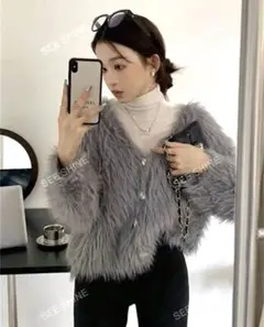 シャギー ファー ニット カーディガン