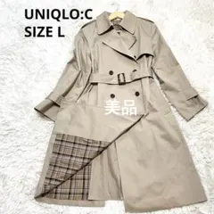 UNIQLO:C トレンチコートLベージュベルト付23AW綿100%ロング丈美品