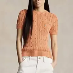【美品】⭐️ポロラルフローレン ガーメントウオッシュ ケーブルニット 半袖 M