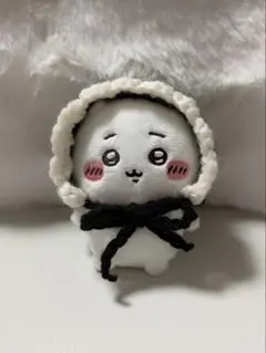 おすわりぬいぐるみ用 ちいかわ ハチワレ フリルボンネット 黒×白 ハロウィン