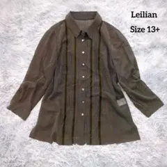【大きいサイズ13+】Leilian レリアンドット柄ブラウス 日本製 透け感
