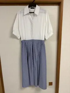 ティアクラッセ　シャツワンピース 半袖 ストライプ　Lサイズのサムネイル